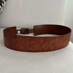 DIANE VON  FURSTENBERG LOVE FREEDOM WIDE LEATHER STUD BELT SIZE XL